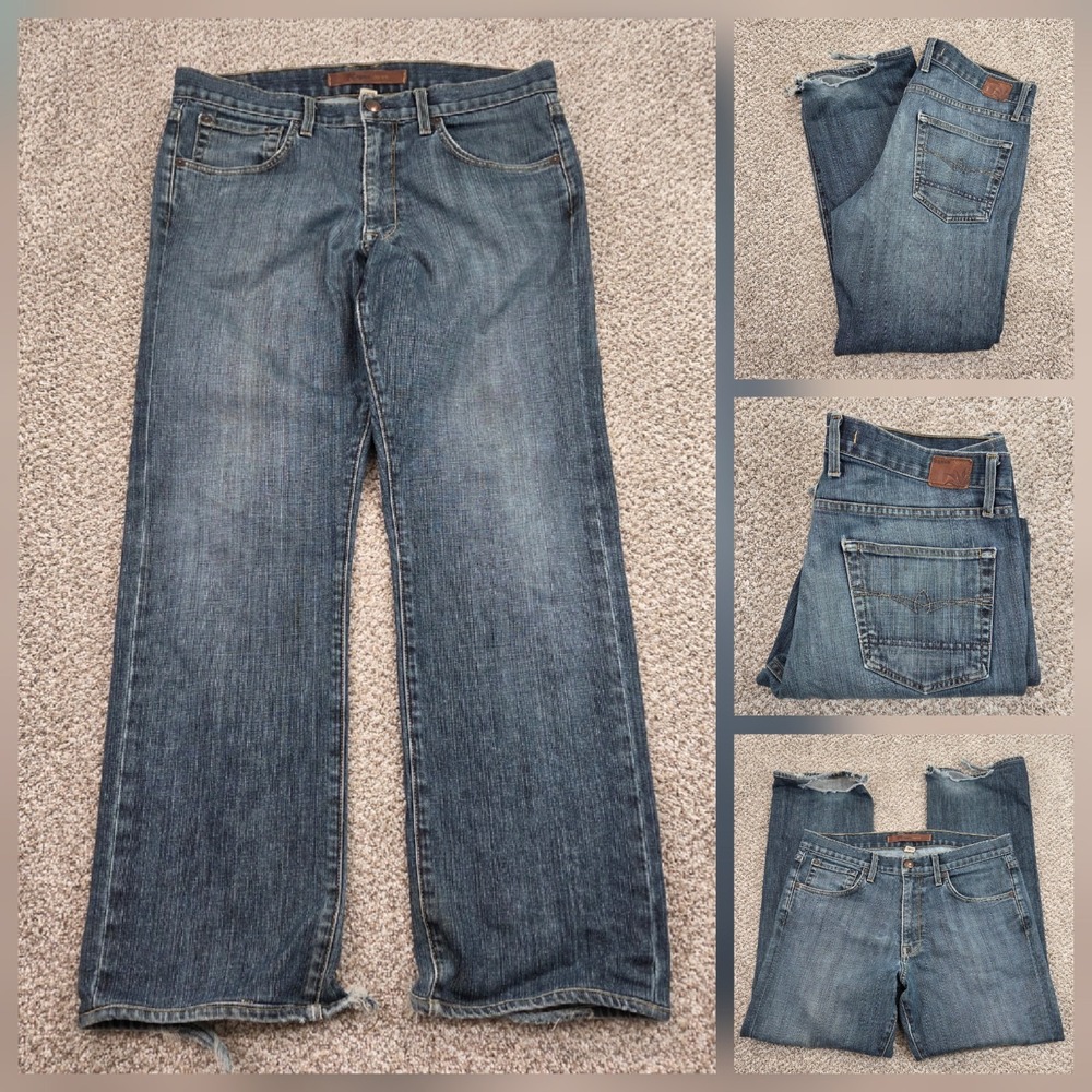 AGAVE Men's Jeans Size 34 (Fits 35x30.5) Relaxed Straight WATERMAN Distressed